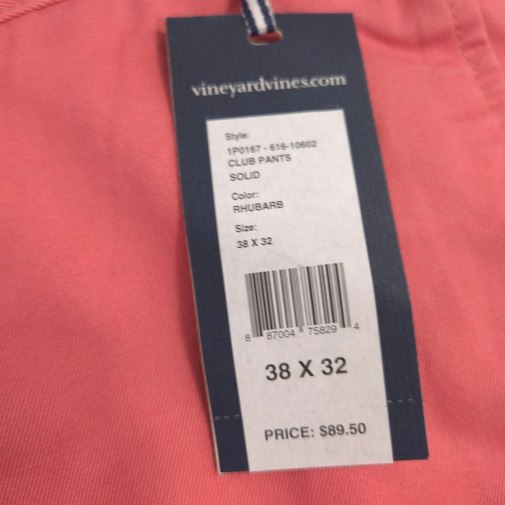 Vineyard Vines Club Pants Mens 38X32 Rhubarb Red Chino Classic Fit Preppy NEW - Picture 12 of 12